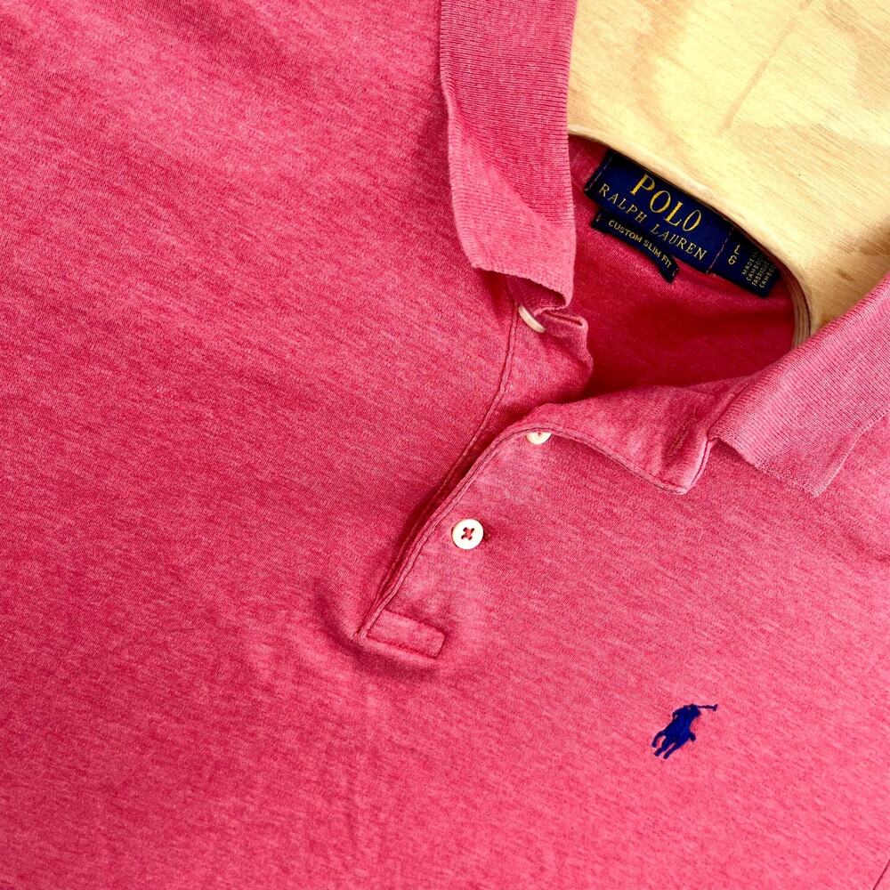 Polo Ralph Lauren Shirt Womens Large Dark Pink Short Sleeve Slim Fit Pullover